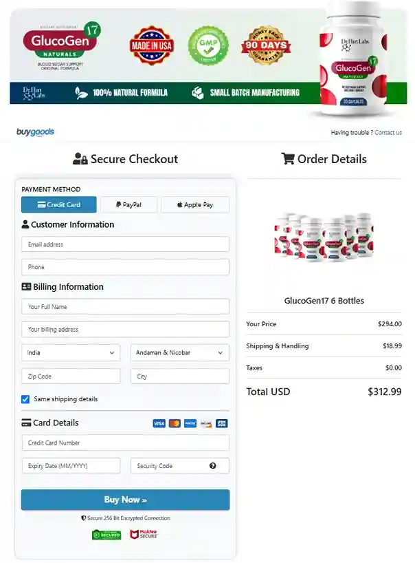 GlucoGen17 Order Page